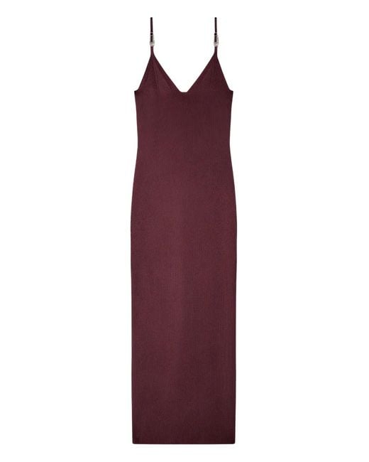 Versace Purple Safety-Pin Ribbed Midi Dress
