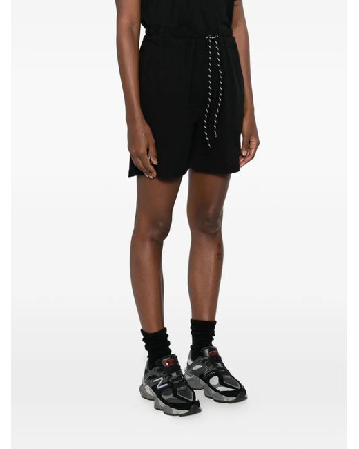 Marc Ellis Black Drawstring-Waist Logo-Patch Shorts