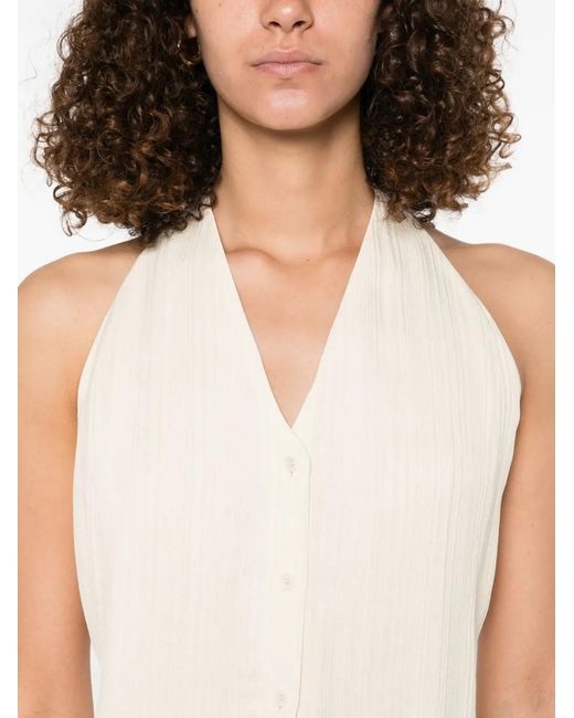 Joseph White Halter-Neck Button Top