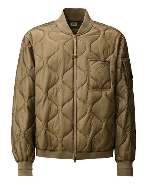 C P Company Green Quilted Bomber Jacket for men