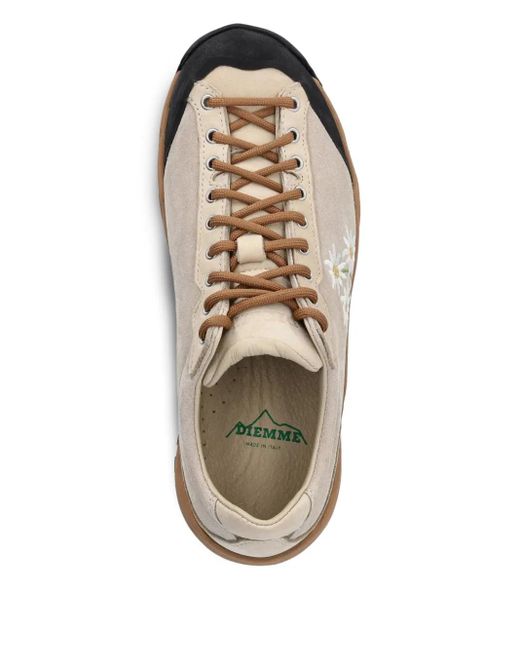 Diemme Brown Movida Embroidered-Floral Trail Sneakers
