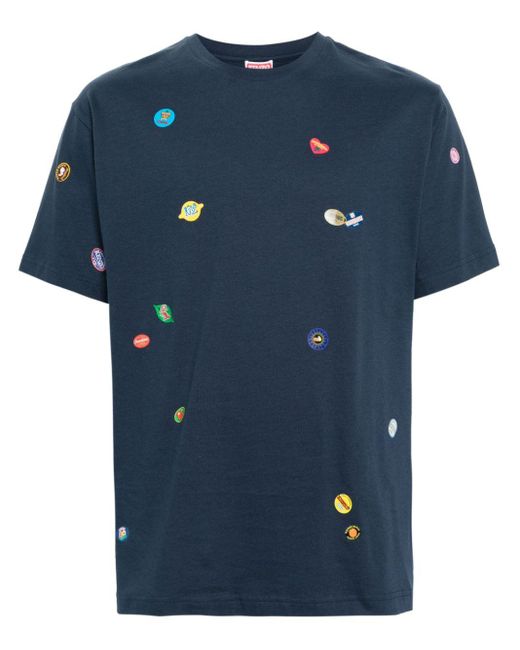 KENZO Blue Fruit Stickers Cotton T-shirt for men