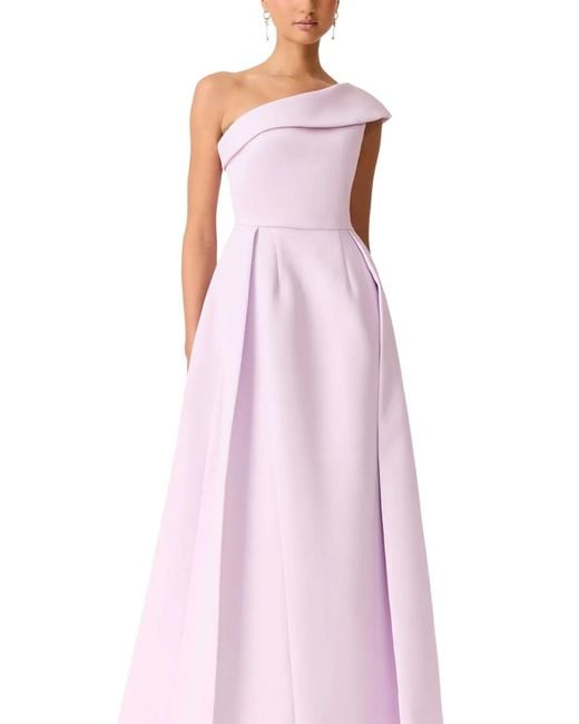 Elliatt Pink Saphine One-Shoulder Pleated Maxi Dress