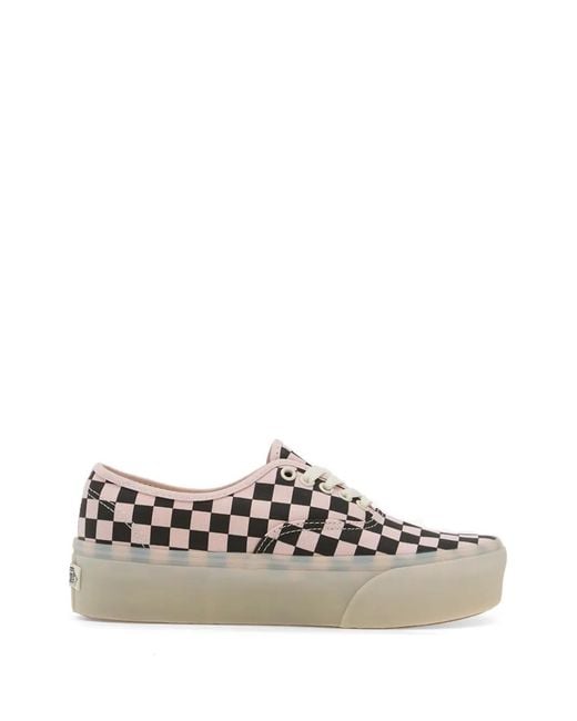 Vans White Checkerboard-Print Platform Sneakers