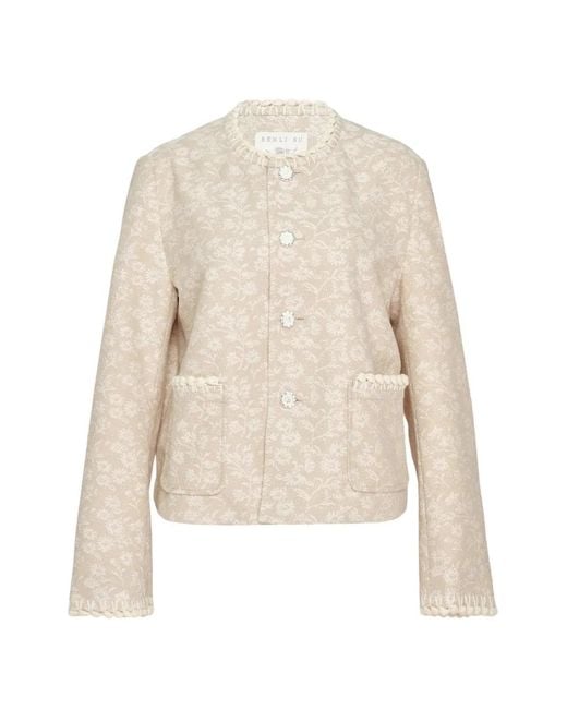 Renli Su White Floral-Motif Button-Up Jacket