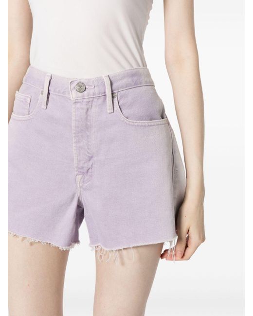 FRAME Purple Le Brigette Raw-cut Denim Shorts