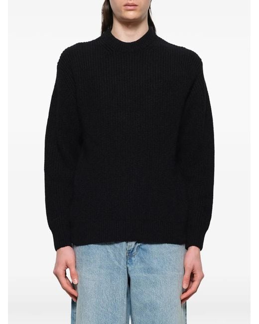 vowels Black Ribbed-Knit Sweater for men