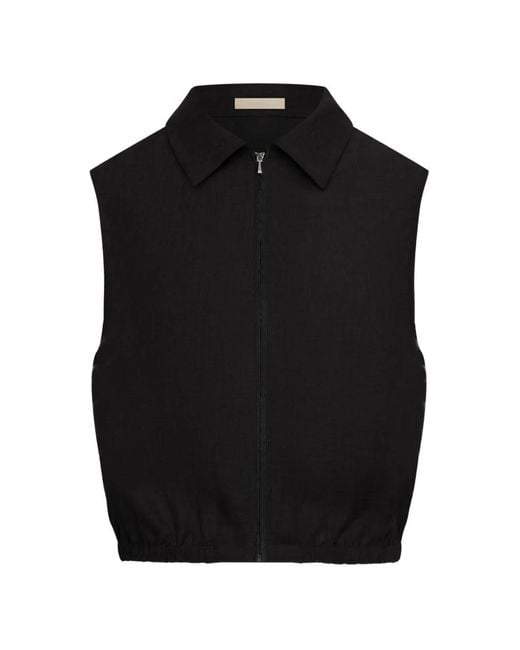 12 STOREEZ Black Bessette Zip-Up Linen Waistcoat