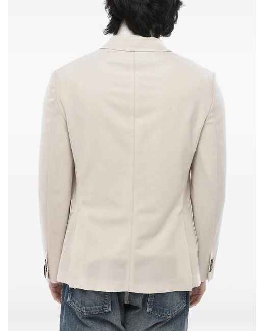 Paolo Pecora Natural Double-Breasted Patch-Pocket Blazer for men