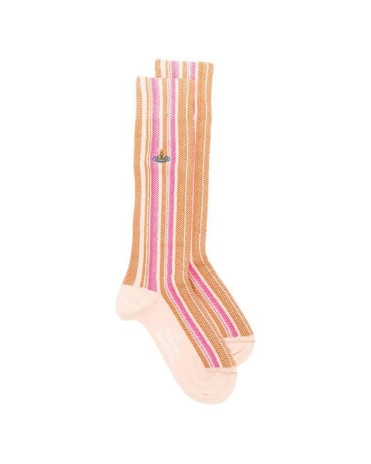 Vivienne Westwood レディース ピンク ストライプ 靴下