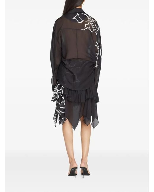 Donde Esteban Black Tulipanes Floral Cotton Shirt