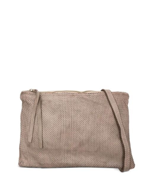 SOMMET Leren Tas Met Textuur in het Brown