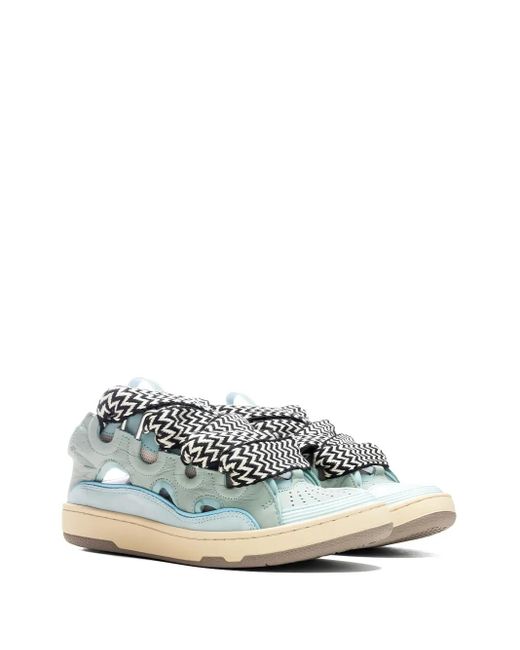 Lanvin Blue Curb Lace-Up Perforated Mules for men