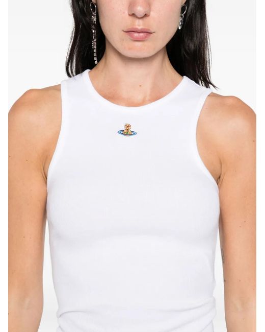 Vivienne Westwood White Tanktop mit Orb-Verzierung