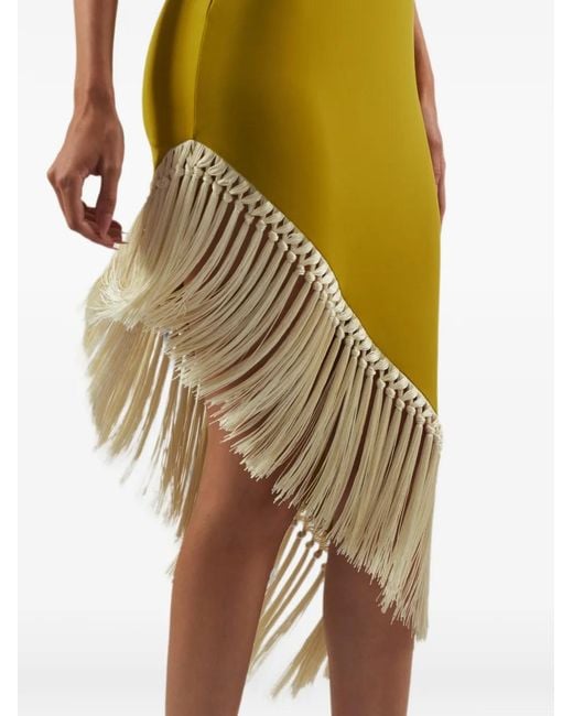 ‎Taller Marmo Yellow Yacare One-Shoulder Asymmetric Dress