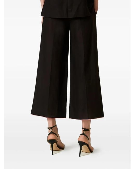 Pantaloni A Gamba Ampia Con Ricamo di Twinset in Black