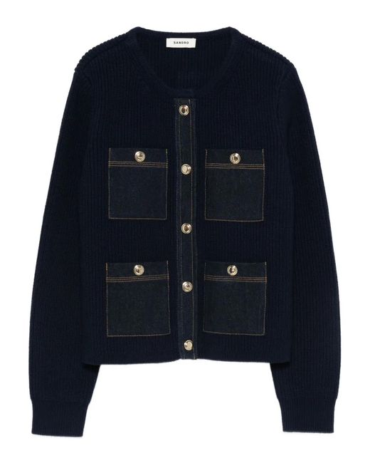 Sandro Blue Button-Up Cardigan
