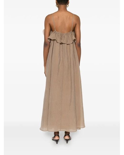 ELEH Natural Ruffle-Detail Maxi Dress