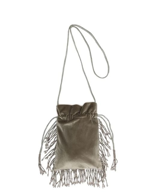 Maliparmi White Beaded Fringe Cross Body Bag