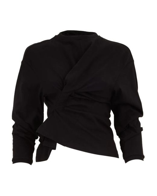 A.W.A.K.E. MODE Black Langarmshirt mit verdrehtem Design