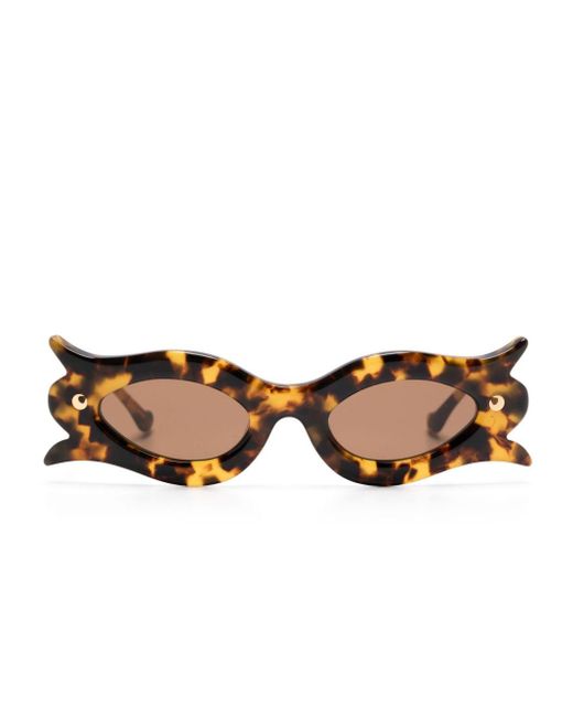 Nanushka Brown Tully Floral-Frame Sunglasses