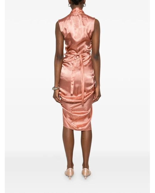 Rick Owens White Wrap Sleeveless Midi Dress