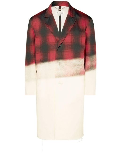 Maison Margiela Red Pendleton Cotton Single-breasted Coat
