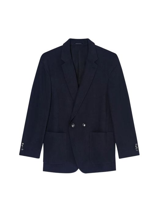 Giorgio Armani Blue Double-Breasted Coat for men
