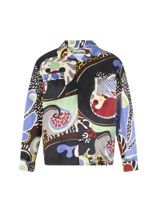 Moschino Black Graphic-Print Long-Sleeve Shirt for men