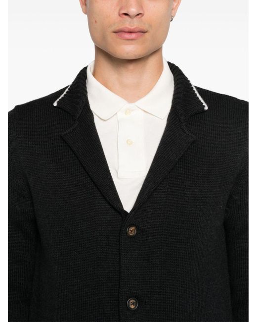 Eleventy Black Wool Cardigan for men