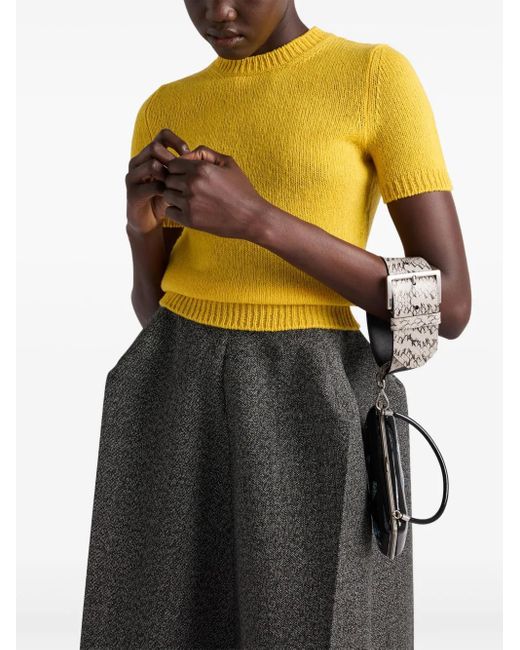 Prada Mouliné Midi Skirt in Gray | Lyst