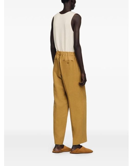 Sandro Yellow Wide-Leg Elasticated Linen Trousers for men