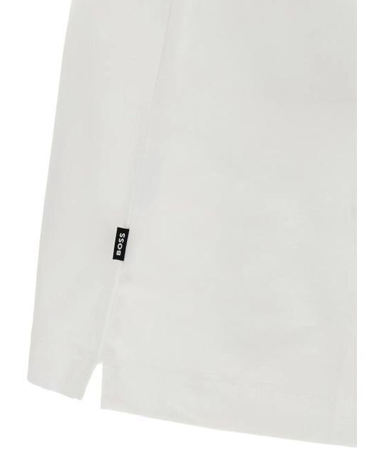 Boss White Graphic-Print T-Shirt for men