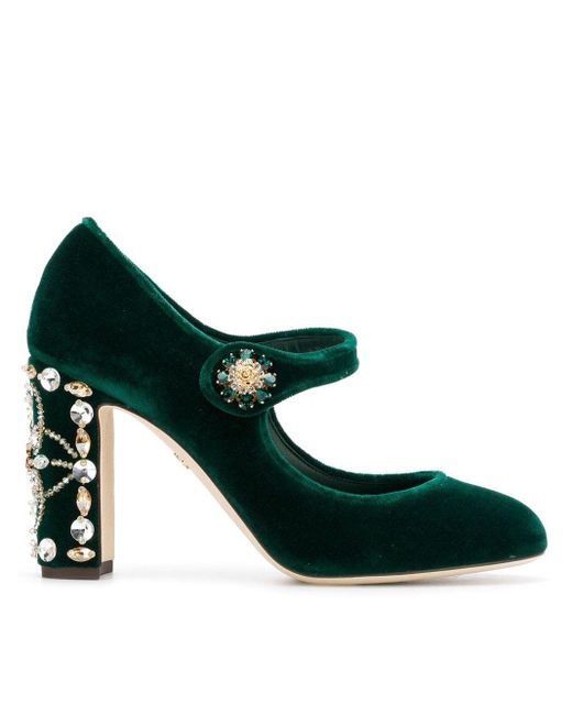 Dolce & Gabbana Green Velvet Mary Jane Pumps
