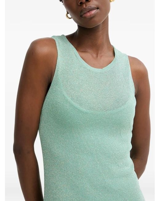 SIMONA CORSELLINI Green Ruffled-Trim Knit Dress