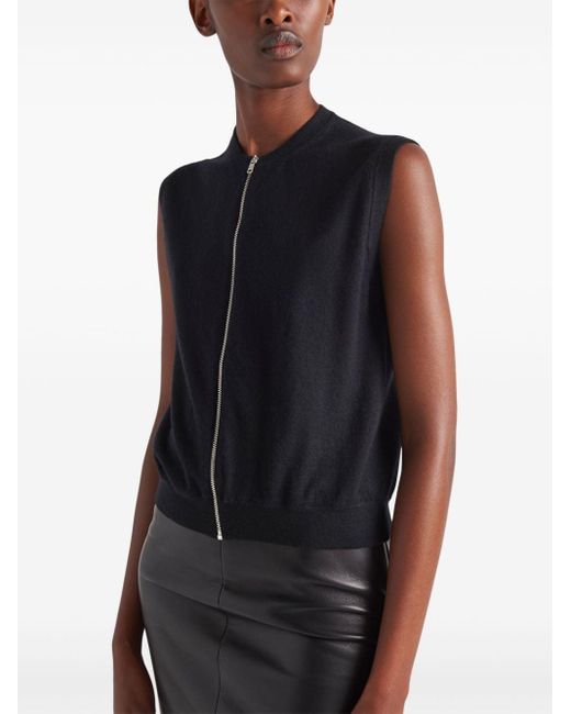 Prada Black Zip-up Cashmere Vest