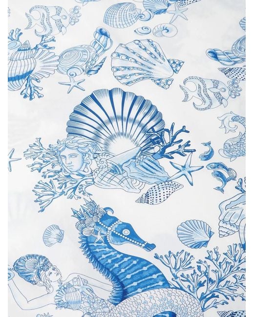 Versace Blue Shirt With Print 'Coral Theatre Allover' for men