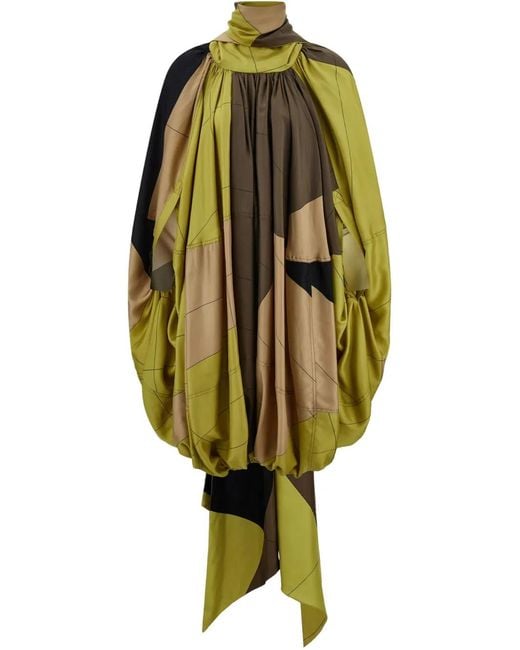 Ferragamo Green Printed Silk Dress