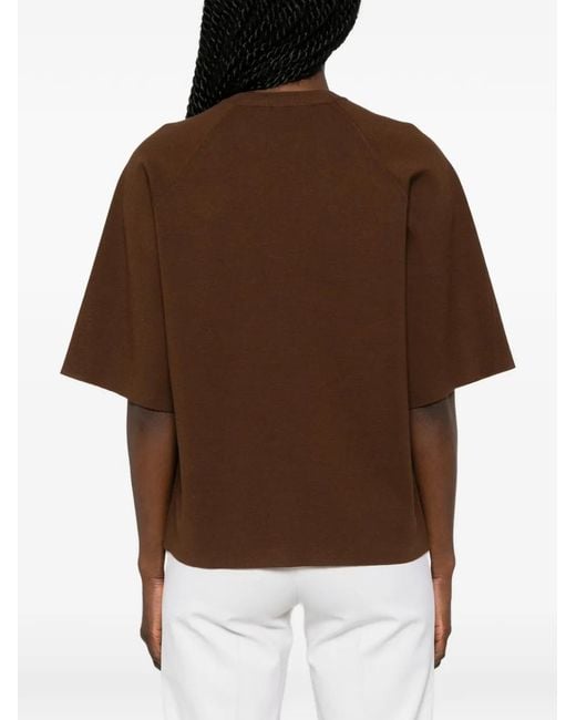 Max Mara Brown Velo Raglan-Sleeve Knitted Sweater
