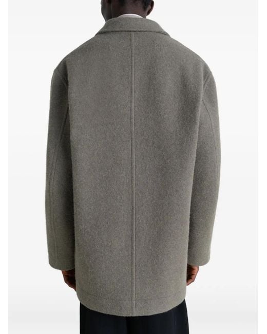 Lemaire Gray Felt Double-Breasted Coat for men