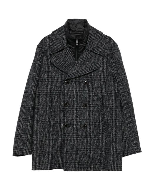 Cappotto Doppiopetto A Quadri di Peuterey in Black da Uomo