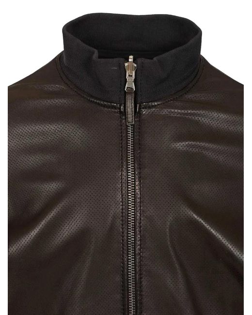Al Duca D'aosta Black Reversible Leather Jacket for men