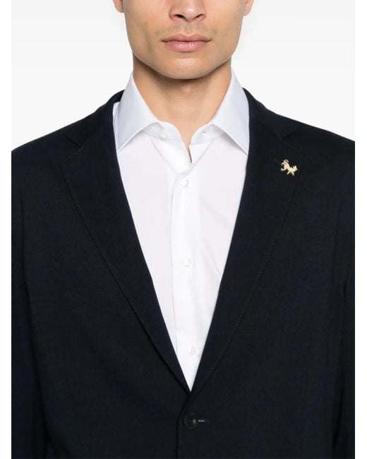 Tombolini Blue Brooch-Detail Blazer for men