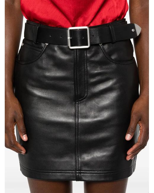 Pinko Black Grenada Leather Mini Skirt