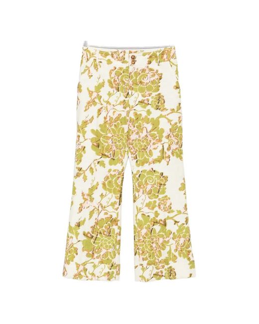 LaDoubleJ Metallic Hendrix Floral-Print Trousers