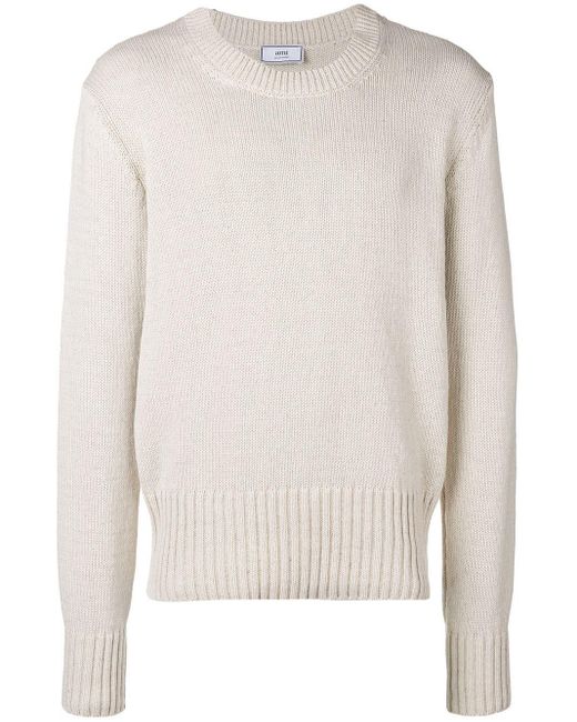 AMI Crewneck Sweater in White for Men - Lyst