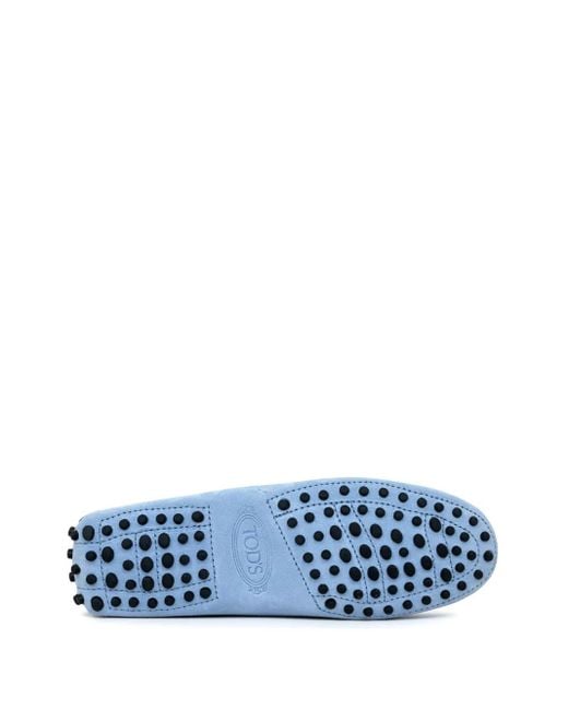 Tod's Blue Suede Penny Loafers
