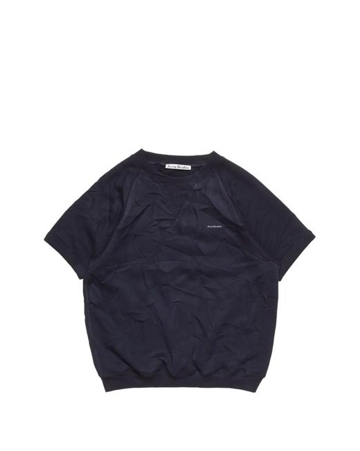 Acne Blue Crinkled Short-Sleeve Top for men