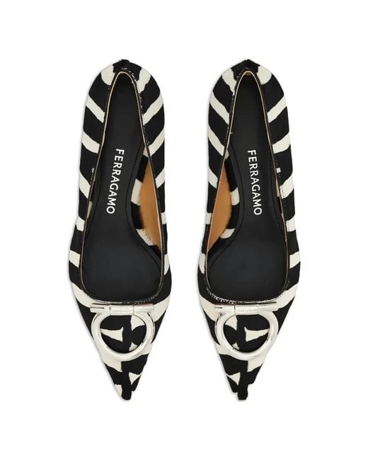 Ferragamo White Maxi Gancini Embellished Pump