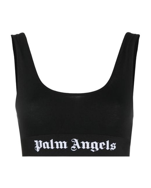 Palm Angels Black Sports Bra With Logo Band